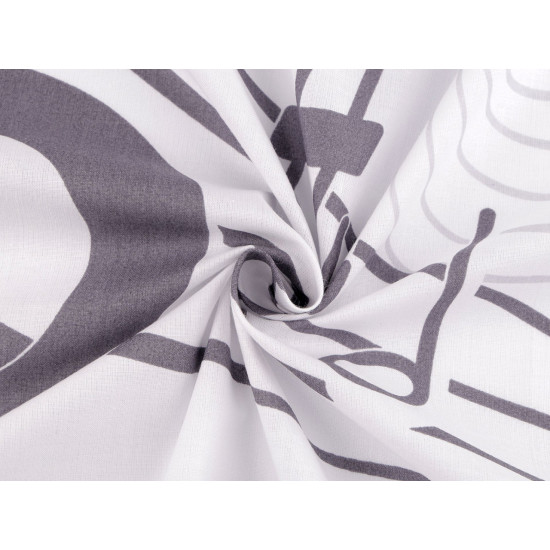 Cotton fabric/canvas, music notes - White (1 Meter)