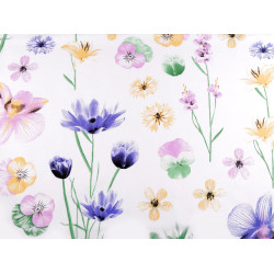 Cotton fabric / canvas, flowers - White (1 Meter)