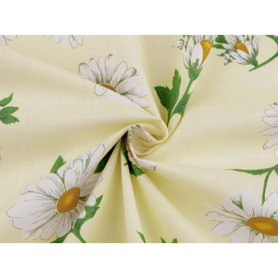 Cotton fabric / canvas, daisy - Creamy light (10 Meters)