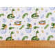 Cotton cloth / muslin, dinosaur - White (1 Meter)