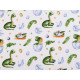 Cotton cloth / muslin, dinosaur - White (1 Meter)