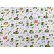 Cotton cloth / muslin, dinosaur - White (1 Meter)