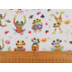 Cotton cloth / muslin, frogs - White (1 Meter)