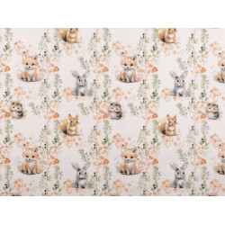 Cotton fabric  /canvas, animals - White (1 Meter)
