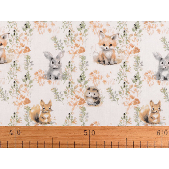 Cotton fabric  /canvas, animals - White (1 Meter)