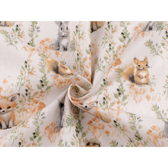 Cotton fabric  /canvas, animals - White (1 Meter)