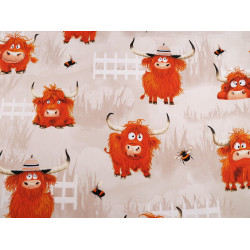 Cotton fabric / canvas, bulls - Lightbeige (1 Meter)