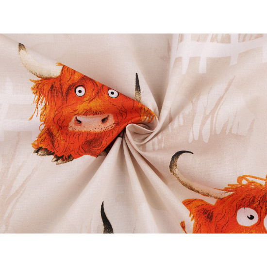 Cotton fabric / canvas, bulls - Lightbeige (1 Meter)