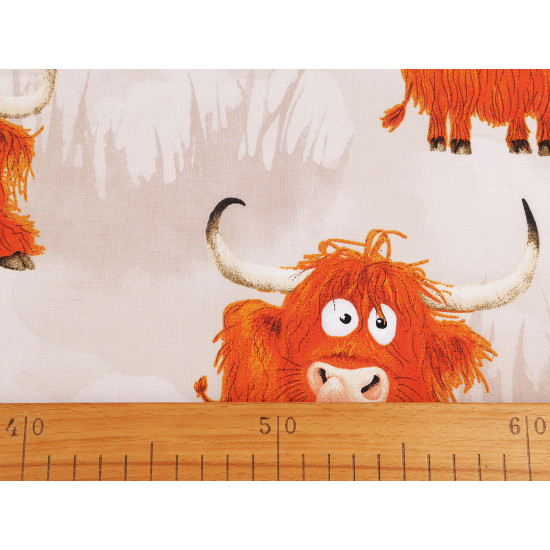 Cotton fabric / canvas, bulls - Lightbeige (1 Meter)