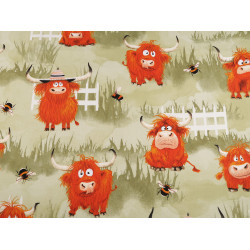 Cotton fabric / canvas, bulls - Lightbeige (1 Meter)