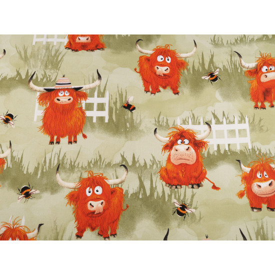 Cotton fabric / canvas, bulls - Lightbeige (1 Meter)