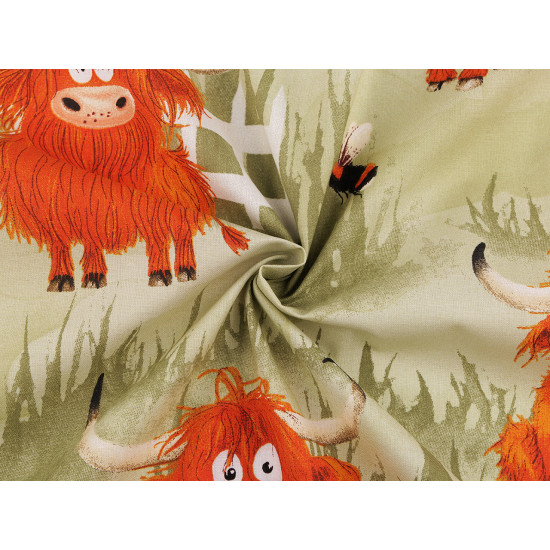 Cotton fabric / canvas, bulls - Lightbeige (1 Meter)