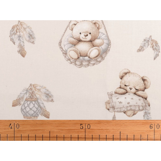 Cotton fabric / canvas teddy bear - White (1 Meter)