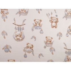 Cotton flannel fabric, teddy bear - Lightbeige (1 Meter)