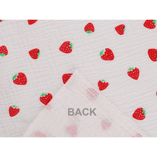 Musselin/double gauze erdbeeren - Weiß (1 Meter) Musselin/double gauze erdbeeren - Weiß (1 Meter)