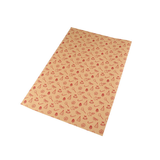 Papier do pakowania 49x69 cm motyw świąteczny - Naturalny brąz (20 Sztuki) Papier do pakowania 49x69 cm motyw świąteczny - Naturalny brąz (20 Sztuki)