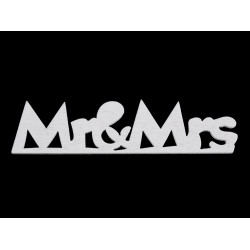Wedding wooden sign mr&mrs - White (12 Pieces)