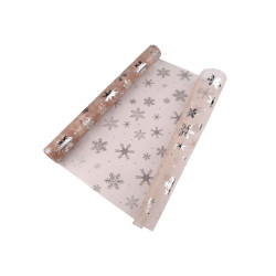Christmas organza with snowflakes, width 50 cm - Beige (1 Meter)