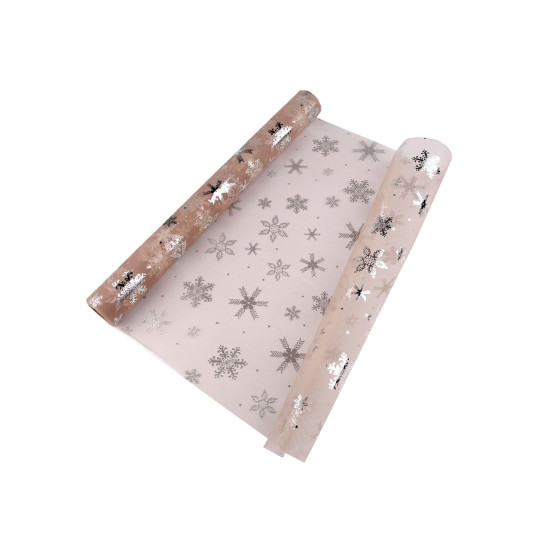 Christmas organza with snowflakes, width 50 cm - Red (1 Meter) Christmas organza with snowflakes, width 50 cm - Red (1 Meter)