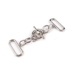 Decorative american garment fastener / buckle, width 30 mm - Nickel (1 Pair)