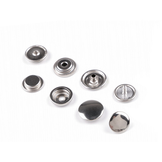 Double-sided stainless steel metal snaps / press fasteners ø15 mm, for thick fabrics - Nickel (200 Sets) Double-sided stainless steel metal snaps / press fasteners ø15 mm, for thick fabrics - Nickel (200 Sets)