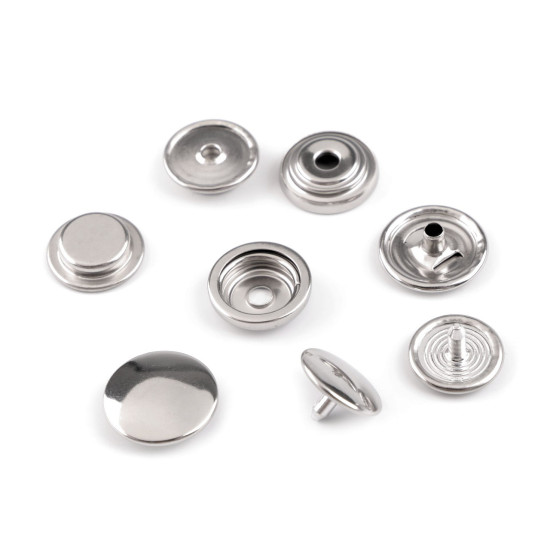 Double-sided stainless steel metal snaps / press fasteners ø15 mm, for thick fabrics - Nickel (200 Sets) Double-sided stainless steel metal snaps / press fasteners ø15 mm, for thick fabrics - Nickel (200 Sets)