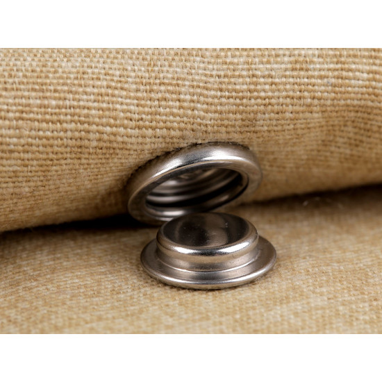 Double-sided stainless steel metal snaps / press fasteners ø15 mm, for thick fabrics - Nickel (200 Sets) Double-sided stainless steel metal snaps / press fasteners ø15 mm, for thick fabrics - Nickel (200 Sets)