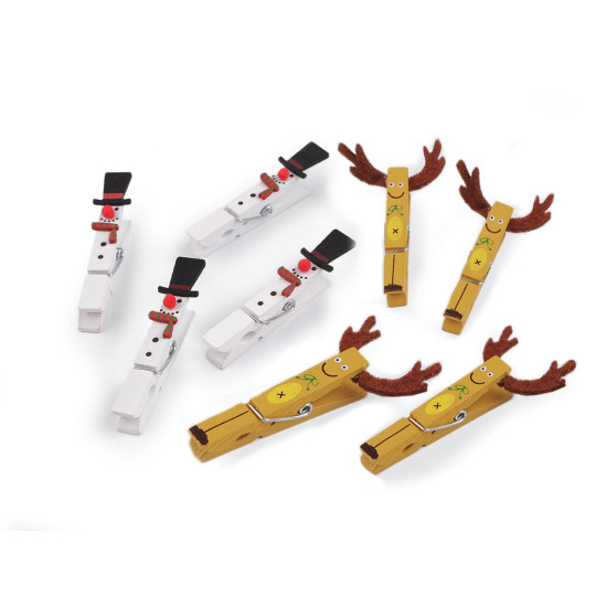 Weihnachts-holzklammer schneemann, rentier - Beige (24 Stücke) Weihnachts-holzklammer schneemann, rentier - Beige (24 Stücke)