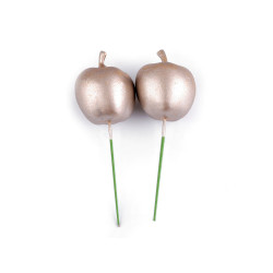 Artificial apples on a metallic wire - Gold lt. (10 Pieces)