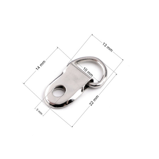 Purse grommet / d ring for handbags, width 10 mm - Nickel (10 Pieces) Purse grommet / d ring for handbags, width 10 mm - Nickel (10 Pieces)