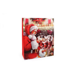 Christmas gift bag with glitter - Red (12 Pieces)