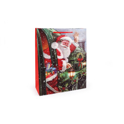 Christmas gift bag with glitter - Red (12 Pieces)