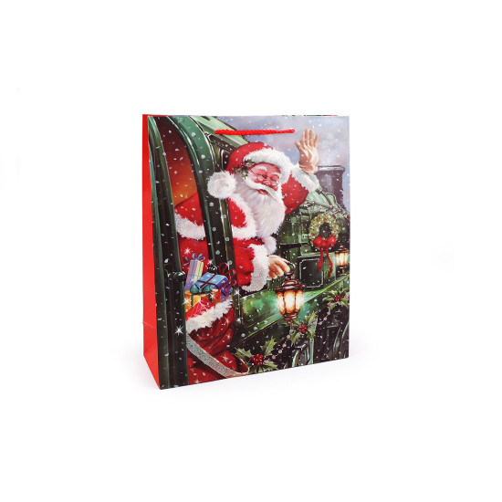 Christmas gift bag with glitter - Red (12 Pieces)