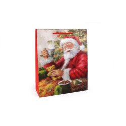 Christmas gift bag with glitter - Red (12 Pieces)