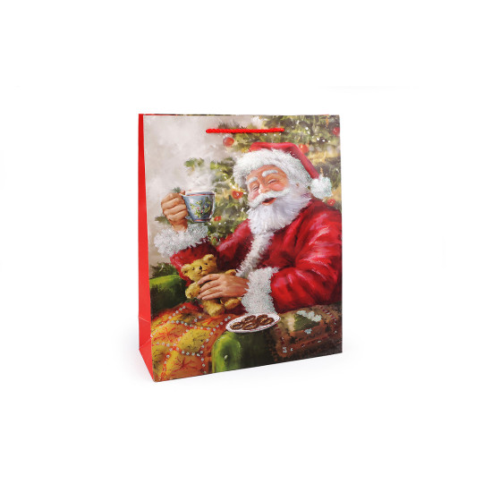 Christmas gift bag with glitter - Red (12 Pieces)