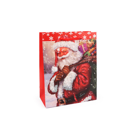 Christmas gift bag with glitter - Red (12 Pieces)