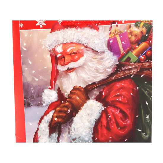 Christmas gift bag with glitter - Red (12 Pieces)