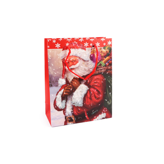 Christmas gift bag with glitter - Red (12 Pieces)