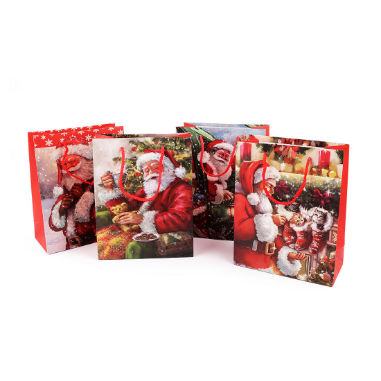 Christmas gift bag with glitter - Red (12 Pieces)