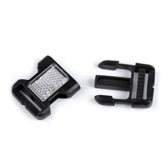Klamra z regulatorem i odblaskiem szerokość 25 mm - Czarny (100 Pary)