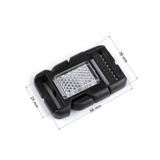 Klamra z regulatorem i odblaskiem szerokość 25 mm - Czarny (100 Pary)