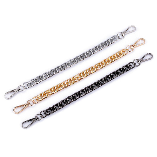 Chain / handbag handle with carabiner, length 25 cm - Nickel (1 Piece) Chain / handbag handle with carabiner, length 25 cm - Nickel (1 Piece)