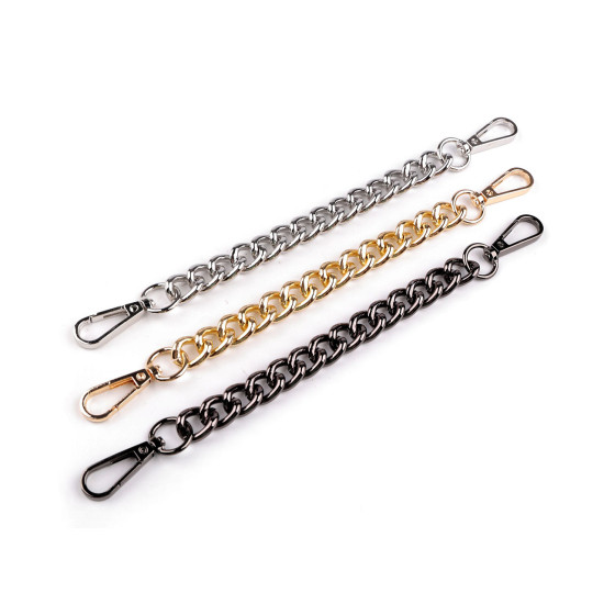 Łańcuszek / ucho do torebki z karabińczykiem długość 25 cm - Złoty jasny (1 Sztuka) Łańcuszek / ucho do torebki z karabińczykiem długość 25 cm - Złoty jasny (1 Sztuka)