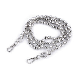 Ball chain for handbags with carabiner, length 120 cm - Nickel (1 Piece)