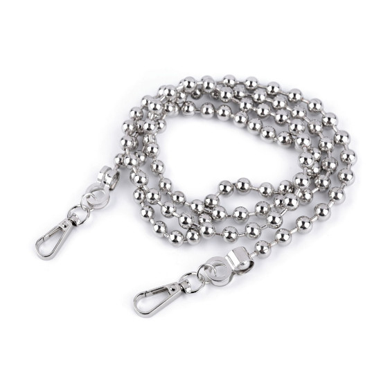 Ball chain for handbags with carabiner, length 120 cm - Nickel (1 Piece) Ball chain for handbags with carabiner, length 120 cm - Nickel (1 Piece)