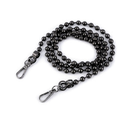 Ball chain for handbags with carabiner, length 120 cm - Black nickel (1 Piece)