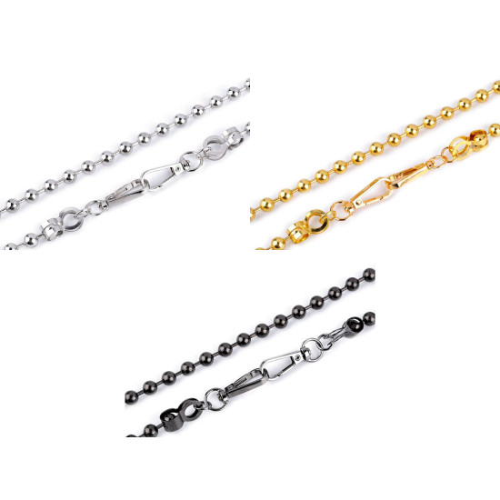 Ball chain for handbags with carabiner, length 120 cm - Nickel (1 Piece) Ball chain for handbags with carabiner, length 120 cm - Nickel (1 Piece)