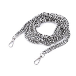 Chain for handbag with carabiner, length 120 cm - Nickel (1 Piece)