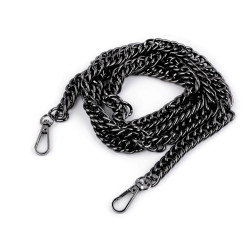 Chain for handbag with carabiner, length 120 cm - Black nickel (1 Piece)