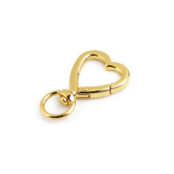Metal carabiner / swivel hook, heart, fits 10 mm strap - Gold light (1 Piece)